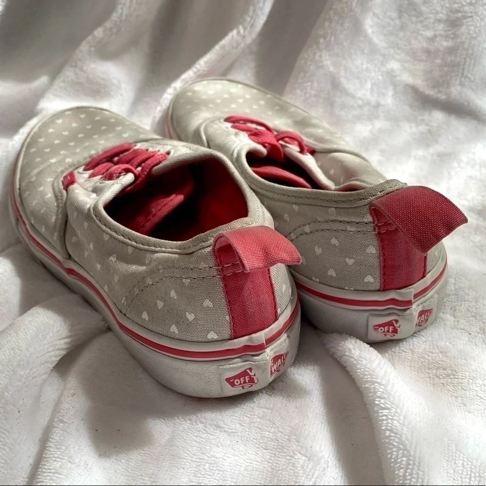 Kids Vans grey with white hearts sneakers size 3